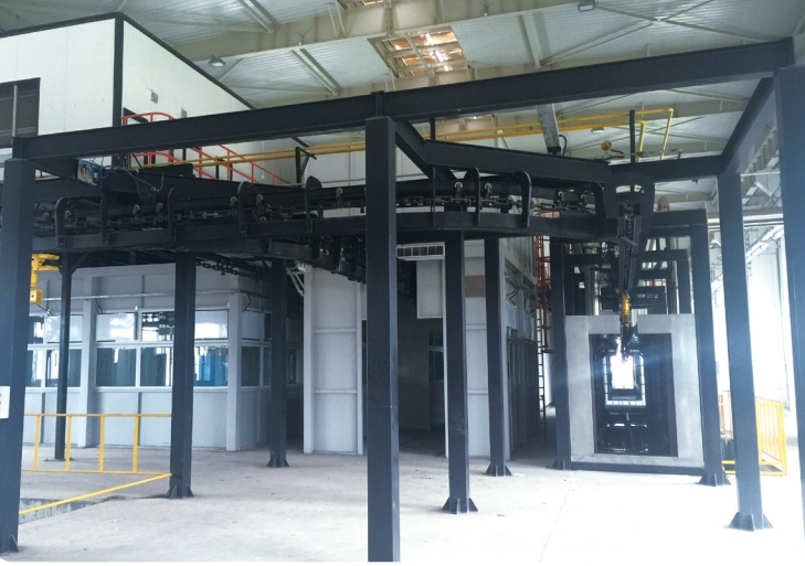 礦山機械地推鏈和積放鏈涂裝線